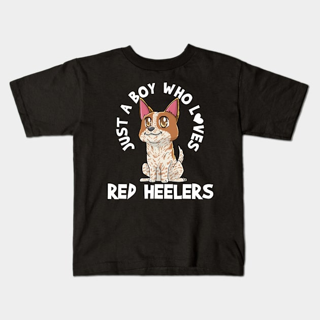 Red Heeler Dog Lover Kawaii Kids T-Shirt by KAWAIITEE